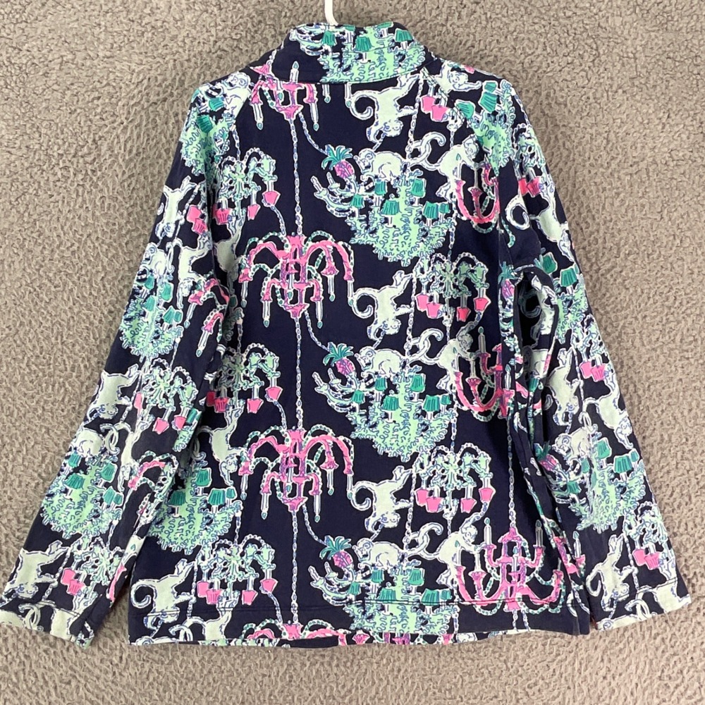 Lilly Pulitzer Pullover Girls XL 12-14 Navy Monkey Chandelier Quarter Zip Top